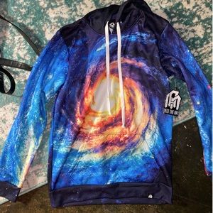 Into the AM galaxy print rave hoodie